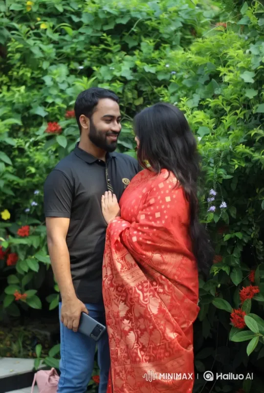 Couple in Garden Embraces Affectionate Moment – AI Generated Video | Hailuo AI