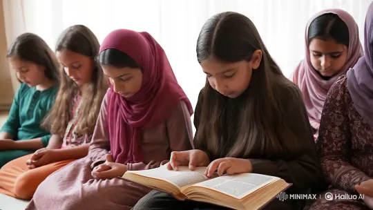 Iranian Youth in Devout Quran Study Scene – AI Generated Video | Hailuo AI