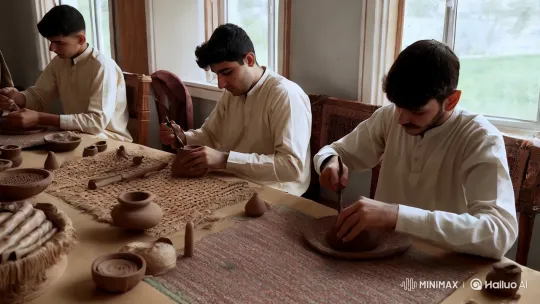 Iranian Students Craft Traditions in Serene Aesthetic Scene – AI Generated Video | Hailuo AI