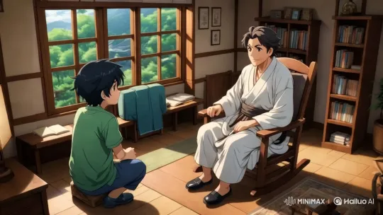 Elderly Man Tells Enchanted Tale to Excited Boy – AI Generated Video | Hailuo AI