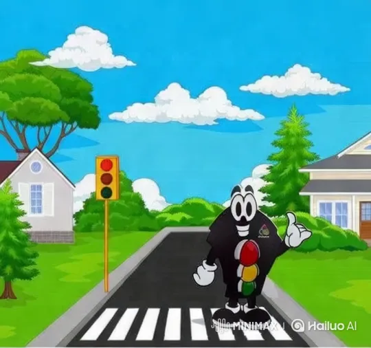 Doll Mimics Conversation on Sunny Suburban Crossing – AI Generated Video | Hailuo AI