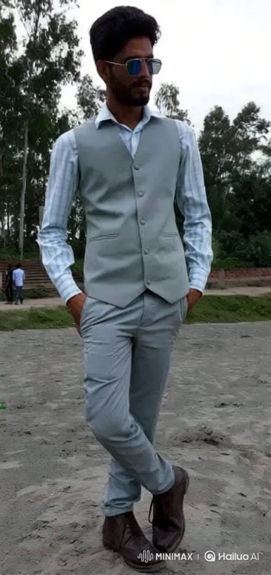 Confident Man in Grey Suit Walks to Car in Nature – AI Generated Video | Hailuo AI