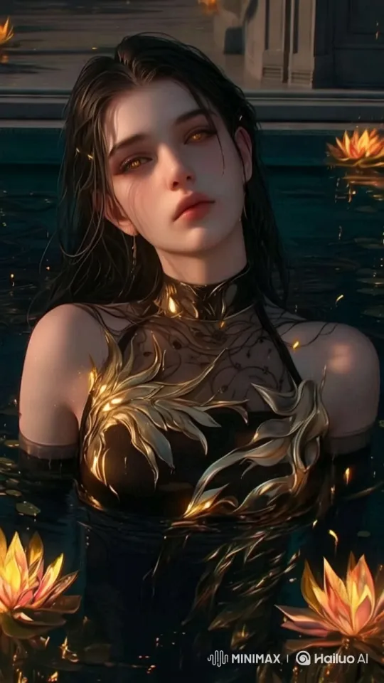 Elegant Woman in Serene Lotus Pool with Aesthetic Camera Work – AI Generated Video | Hailuo AI