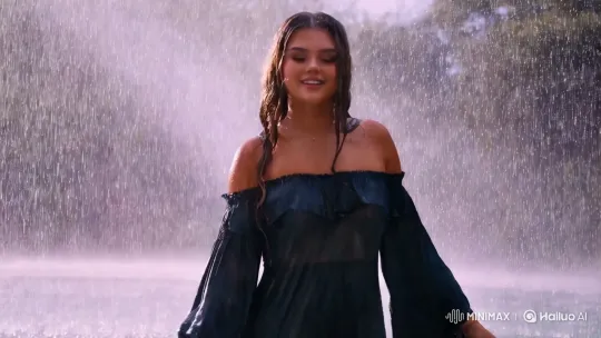 Selena Gomez: Enchanted in Cascading Rain with Longest Hair – AI Generated Video | Hailuo AI