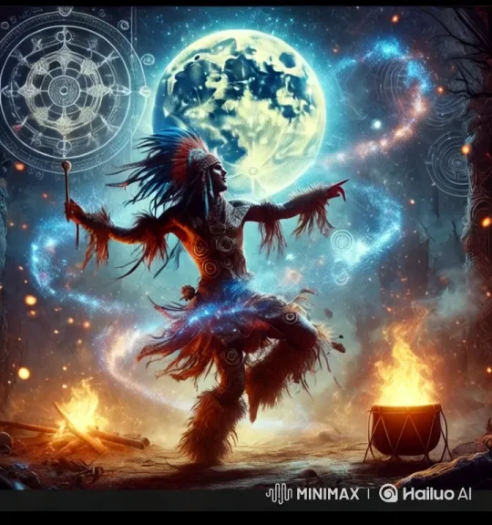 Shaman's Enchanted Dance Under Celestial Night Sky – AI Generated Video | Hailuo AI
