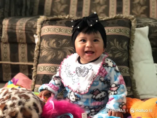 Child in Hello Kitty Onesie Mimics Kung Fu in Colorful Living Room – AI Generated Video | Hailuo AI