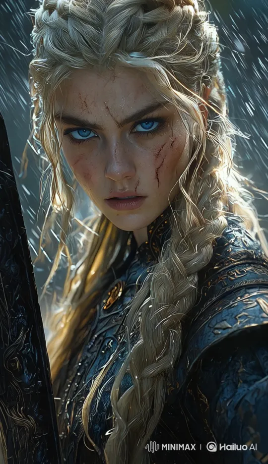 Character with Glowing Blue Eyes in Ethereal Scene – AI Generated Video | Hailuo AI