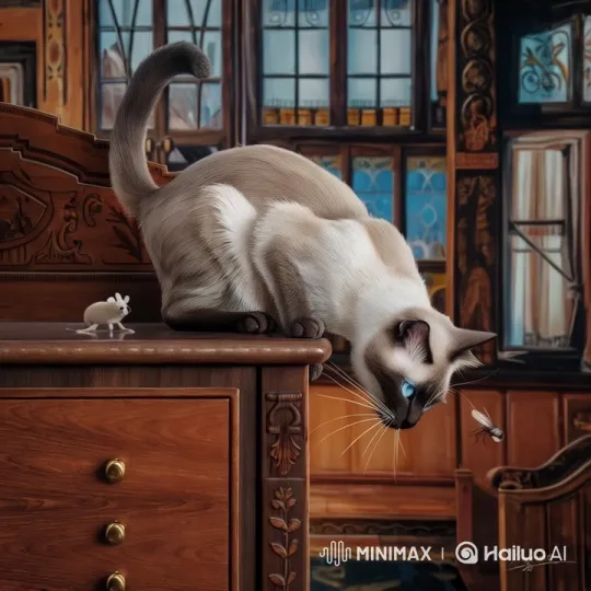 Siamese Cat's Playful Misadventure in High Aesthetic Setting – AI Generated Video | Hailuo AI