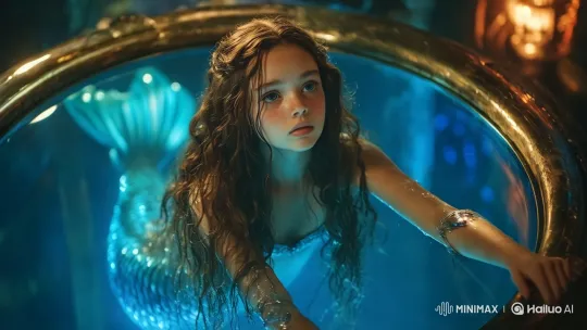 Mermaid in Mystical Blue Light Bowl - Captivating Video – AI Generated Video | Hailuo AI