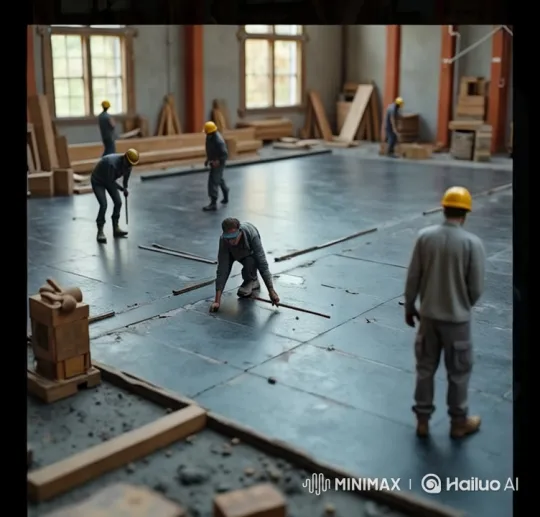 Construction Site: Workers Organize Concrete Floor – AI Generated Video | Hailuo AI