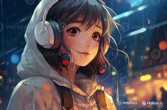 Girl Smiles in Colorful, Rainy Cityscape – AI Generated Video | Hailuo AI