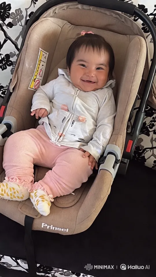 Baby Dancing in Car Seat with Elegant Backdrop – AI Generated Video | Hailuo AI