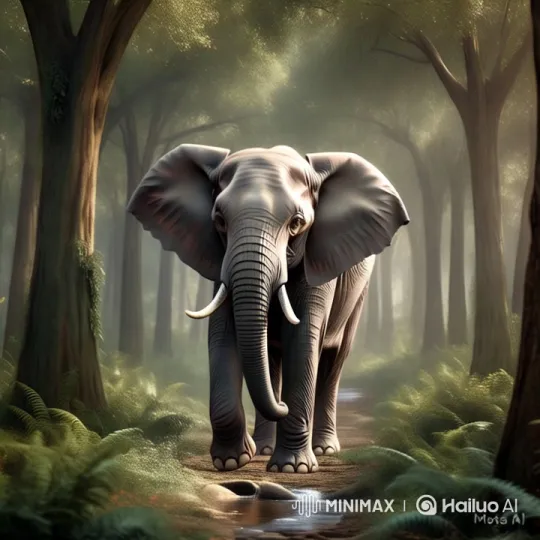 Elephant's Journey Through a Lush Forest – AI Generated Video | Hailuo AI
