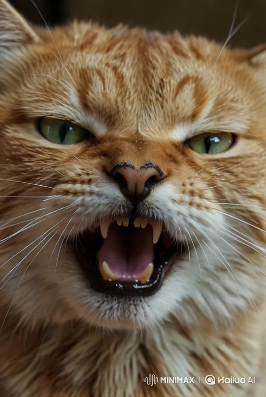 Fierce Orange Cat Displaying Dominance – AI Generated Video | Hailuo AI
