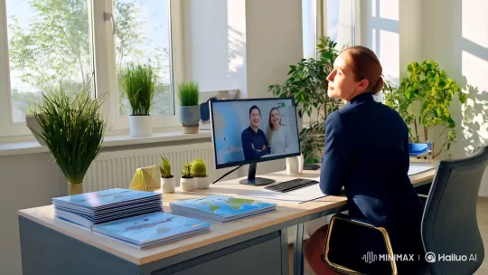 Professional Growth in a Sunlit, Modern Office – AI Generated Video | Hailuo AI