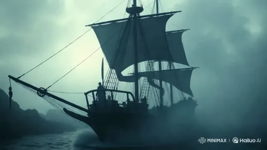 Mysterious Ship Sails Through Foggy Sea – AI Generated Video | Hailuo AI