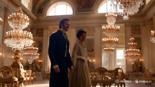 Elegant Figures in Grand Ballroom Setting – AI Generated Video | Hailuo AI