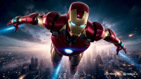 Iron Man Soars Over Cityscape in Futuristic Trailer – AI Generated Video | Hailuo AI