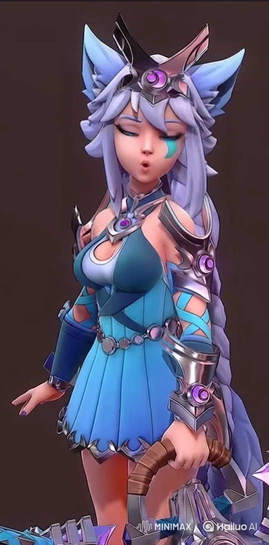 Strong Warrior Girl Blows Kiss with Shy Charm – AI Generated Video | Hailuo AI