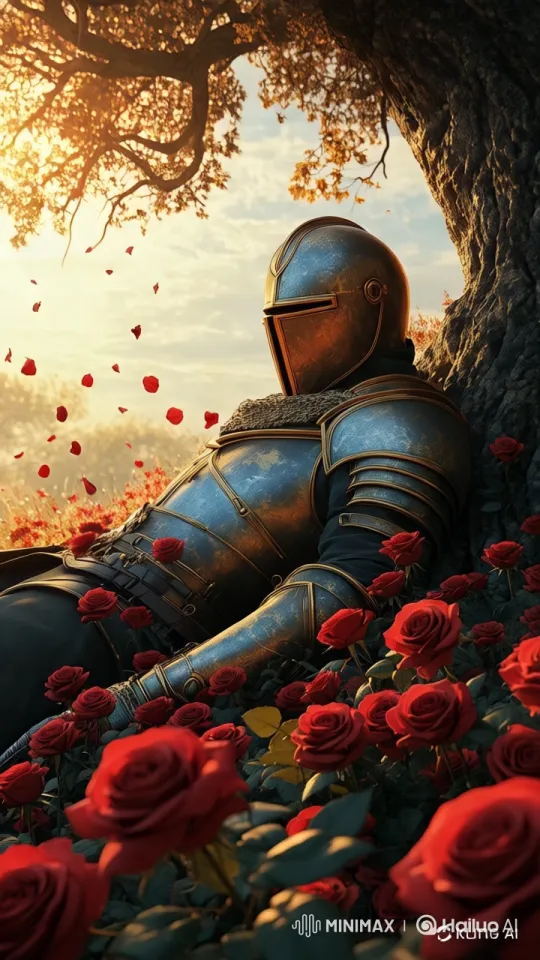 Knight in Tranquil Garden at Sunset – AI Generated Video | Hailuo AI