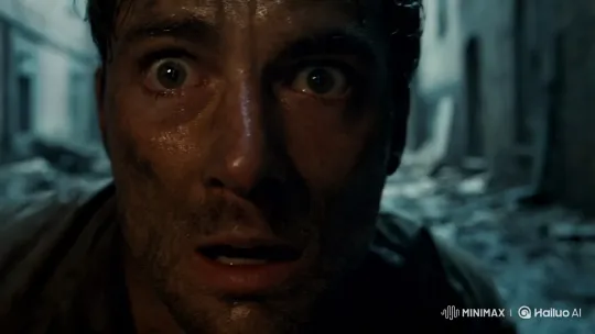 Man's Terrified Face Captured in Intimate Close-Up – AI Generated Video | Hailuo AI