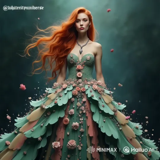 Enchanted Forest Runway with Floral Gown and Dynamic Petals – AI Generated Video | Hailuo AI