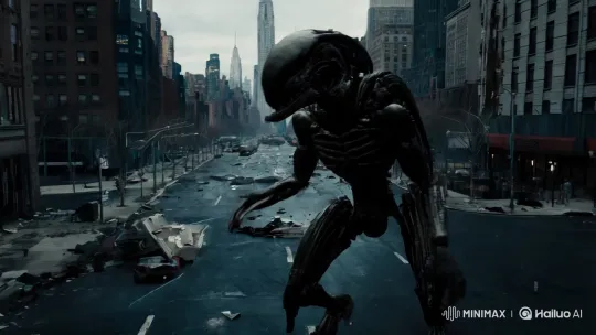 Xenomorph Alien in Desolate New York Amid Hurricane – AI Generated Video | Hailuo AI