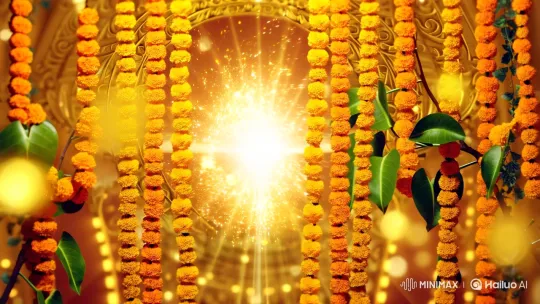 Golden Ugadi Festival: Aesthetic Celebration and Cinematic Splendor – AI Generated Video | Hailuo AI