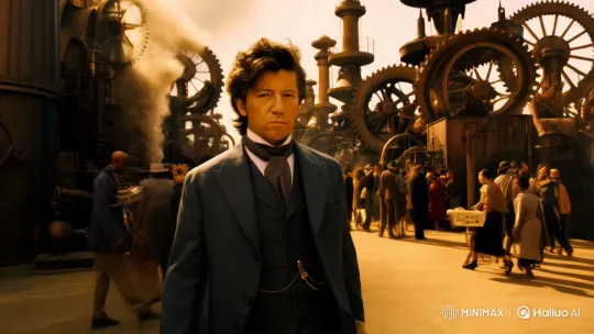 Steampunk Street: Man in Suit on Purposeful Walk – AI Generated Video | Hailuo AI