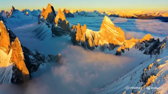 Dawn's Golden Light Over Majestic Mountains and Eagles – AI Generated Video | Hailuo AI