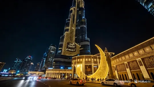 Dubai's Burj Khalifa Celebrates Ramadan with Art and Prayer – AI Generated Video | Hailuo AI