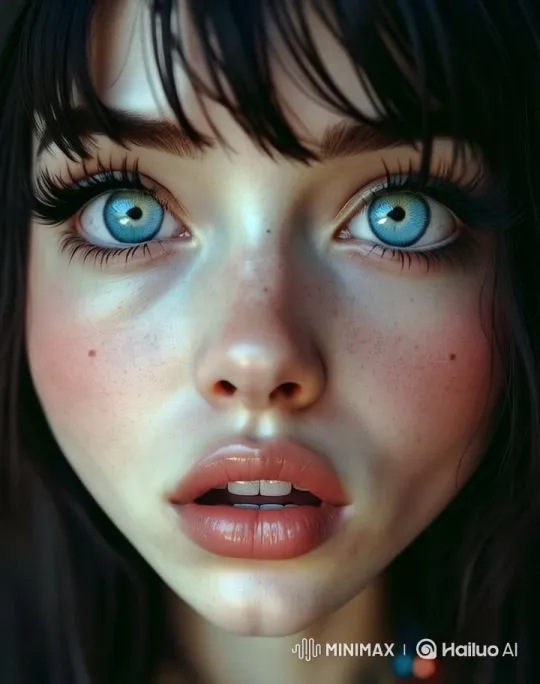 Live2D Animation: Curious Woman with Expressive Blue Eyes – AI Generated Video | Hailuo AI