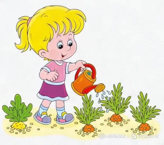 Young Girl Watering Plants in Lush Garden – AI Generated Video | Hailuo AI