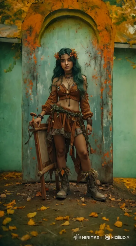Rustic Elegance: Model Showcases Nature-Inspired Fashion – AI Generated Video | Hailuo AI