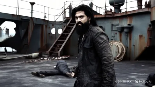Rugged Man Dominates Henchmen on Decaying Ship Deck – AI Generated Video | Hailuo AI