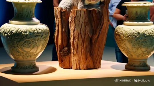 Stunning 8K Studio Scene: Koala in Ornate Urn Habitat – AI Generated Video | Hailuo AI