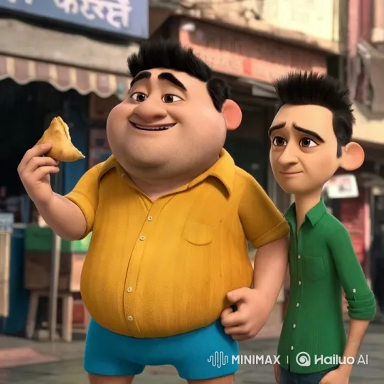 Vibrant Street Market with Characters Enjoying Samosa – AI Generated Video | Hailuo AI
