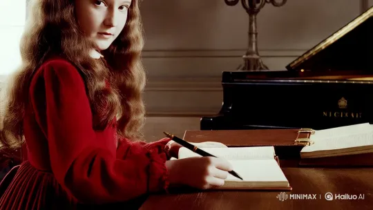 Young Girl Pens Thoughts in Cozy Vintage Setting – AI Generated Video | Hailuo AI