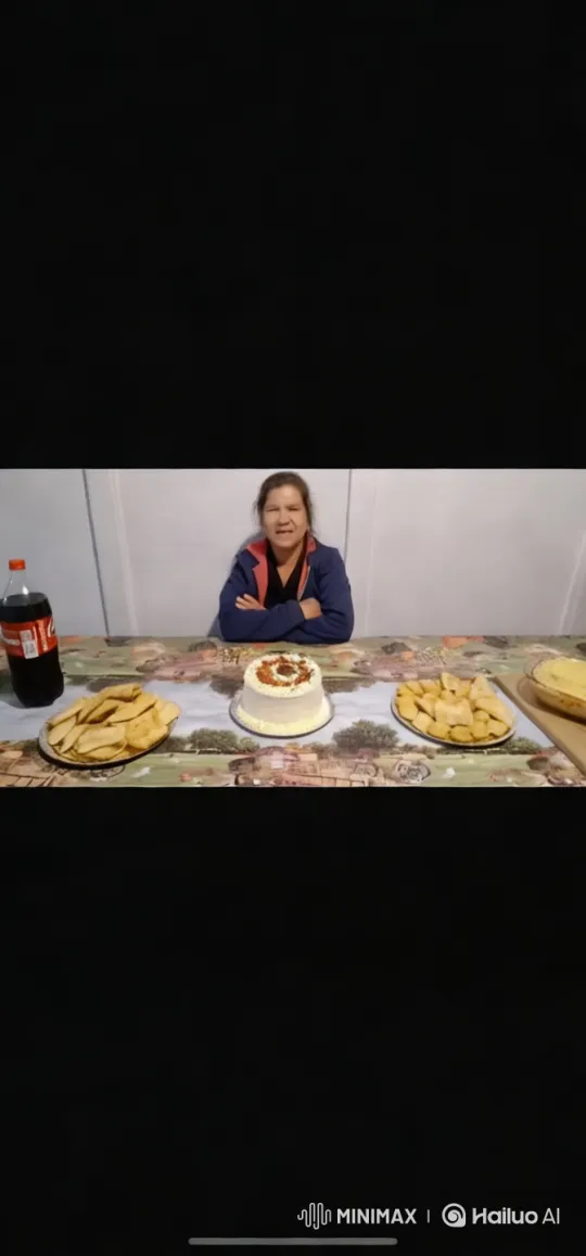 Celebratory Feast: Cake Enjoyment and Food Display – AI Generated Video | Hailuo AI