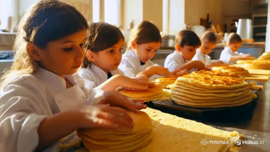 Artistic Börek-Making in a Warm, Sunlit Kitchen – AI Generated Video | Hailuo AI