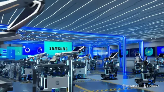 Samsung's Futuristic Factory: AI-Driven Phone Assembly – AI Generated Video | Hailuo AI