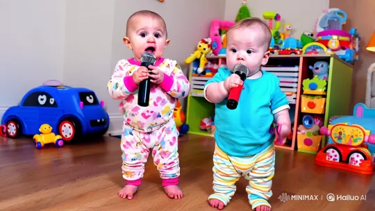Babies Sing 'Baby Shake' in Pajamas with Toys – AI Generated Video | Hailuo AI