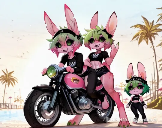 Anthropomorphic Characters Perform Beach Drifting in Live2D Animation – AI Generated Video | Hailuo AI