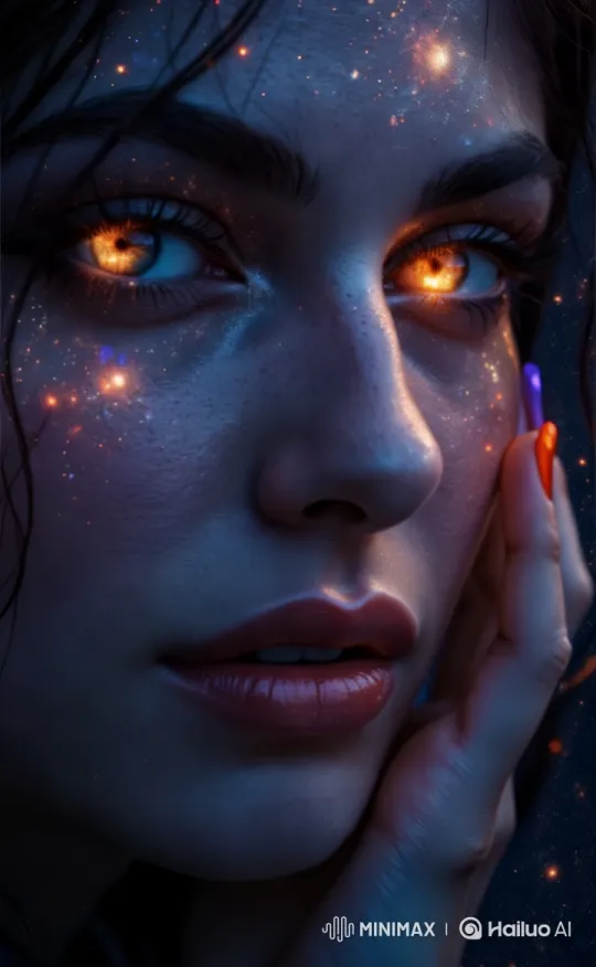 Mystical Hand Holding Glowing Object in Starry Night – AI Generated Video | Hailuo AI