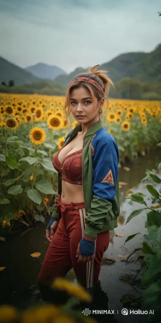 Model in Sunflower Field - Aesthetic and Serene Video – AI Generated Video | Hailuo AI