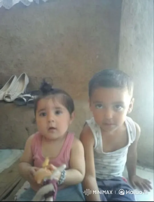 Two Children in Rustic Room Captured by Slow Camera Movement – AI Generated Video | Hailuo AI