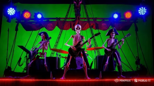 Pirate Skeleton Band Rocks Out on Stage – AI Generated Video | Hailuo AI