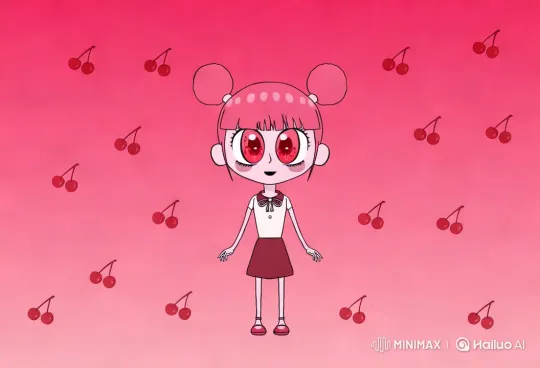 Pink-haired Character in Cherry Background – AI Generated Video | Hailuo AI