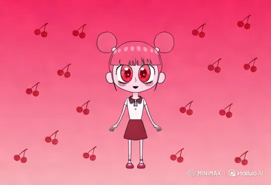 Pink-haired Character with Cherry Background – AI Generated Video | Hailuo AI