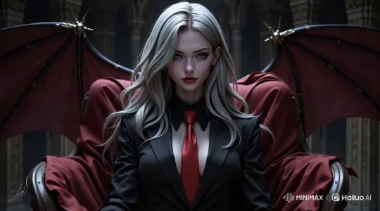 Gothic Queen with Wings Commands Dark Throne Room – AI Generated Video | Hailuo AI